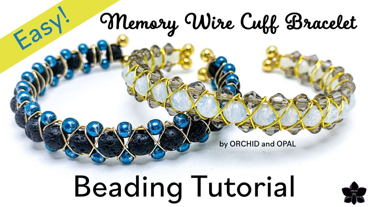 EASY Beaded Memory Wire Cuff Bracelet | Right Angle Weave