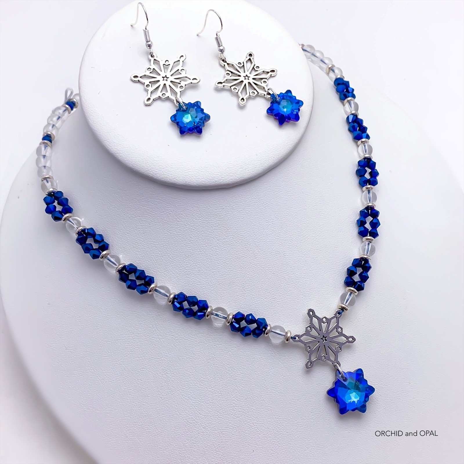 Snowflake necklace and on sale earring set